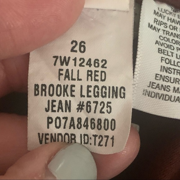 LUCKY BRAND Brooke Legging Jean Fall Red Skinny Jeans Style 7W12462 - Picture 4 of 15